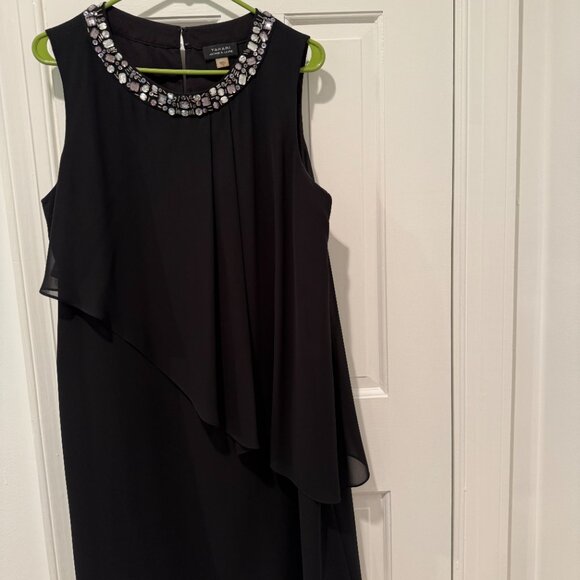 Tahari by Arthur S. Levine Dress Black w/Beaded Neckline Size 14 - Picture 4 of 4